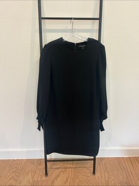 Banana Republic Black Long-Sleeve Shift Dress with Sleeve Ties